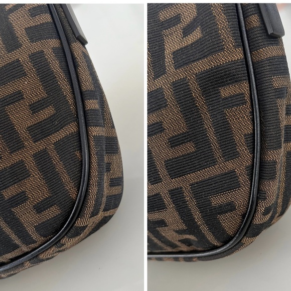 Fendi Zucca Vintage Boat Pochette / Canvas Leather Trim / Zucca Baguette - Picture 7 of 13